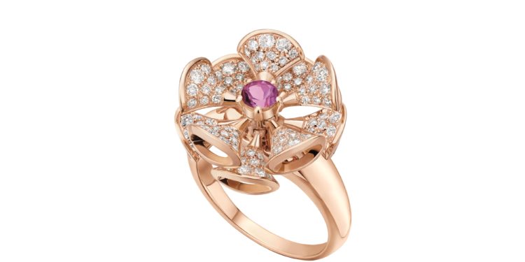 Anel Divas’ Dream em ouro rosa e safira rosa e diamantes