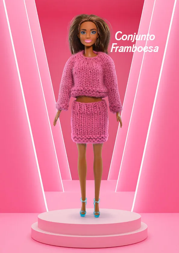 Roupa para Barbie de Tricô - Vestido Pitaya